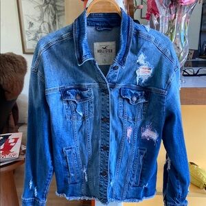 Hollister Blue Hand Distressed Denim Jacket